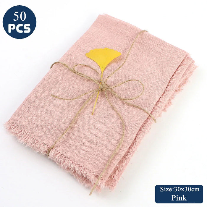 50PCS Cloth Napkins 30X30CM Gauze Crepe Cotton Fabric Dinner Serving Tableware Durable Tea Towel Kitchen Wedding Easter Ramadan