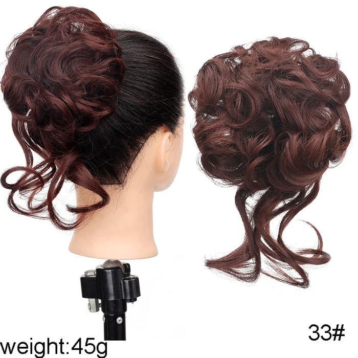 MANWEI Synthetic Curly Donut Chignon With Elastic Band Scrunchies Messy Hair Bun Updo Hairpieces Extensions for Women