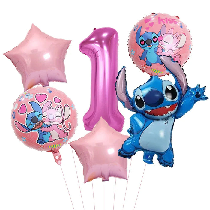 6pcs Disney Lilo & Stitch Party Balloons Stitch 32" Number Balloon set Baby Shower Birthday Party Decorations Kids Toy Gifts