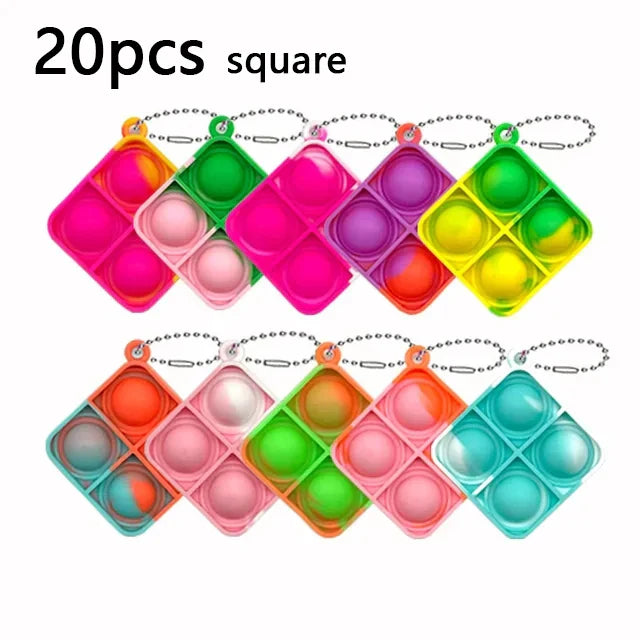 20Pcs Mini Pop Keychain Toddler Sensory Fidget Toys Bulk for Classroom Prizes Kids Birthday Party Favors Goodie Bag Stuffers