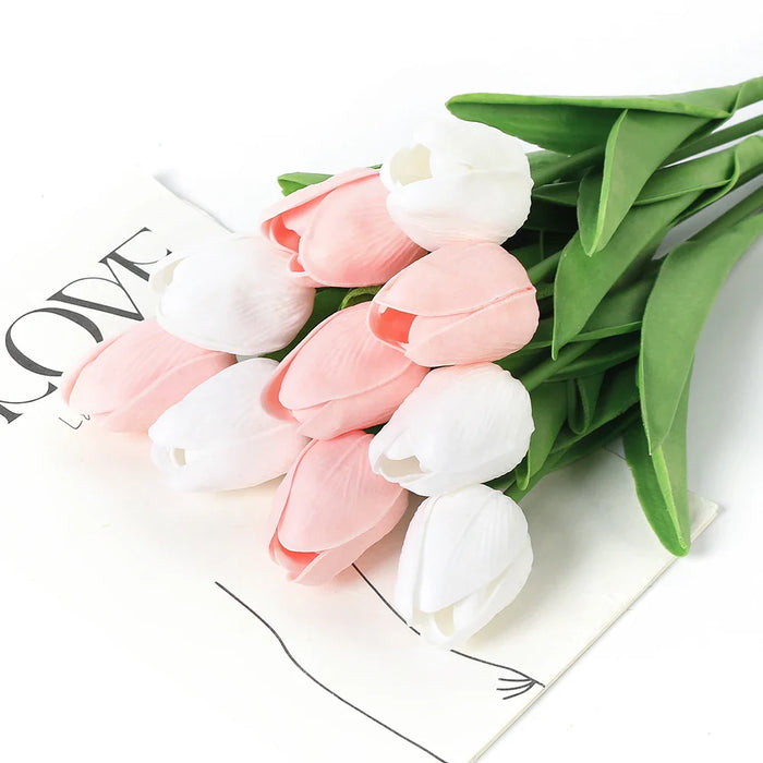 29cm Tulip Artificial Flowers Bouquet 10/5Pcs PE Foam Fake Flower for Wedding Ceremony Decoration Home Room Garden Bouquet Decor