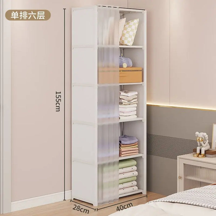 Dustproof Wardrobe Simple Assembly DIY Storage Wardrobe Bedroom Open Storage Cabinet Household Foldable Multi-layer Wardrobe