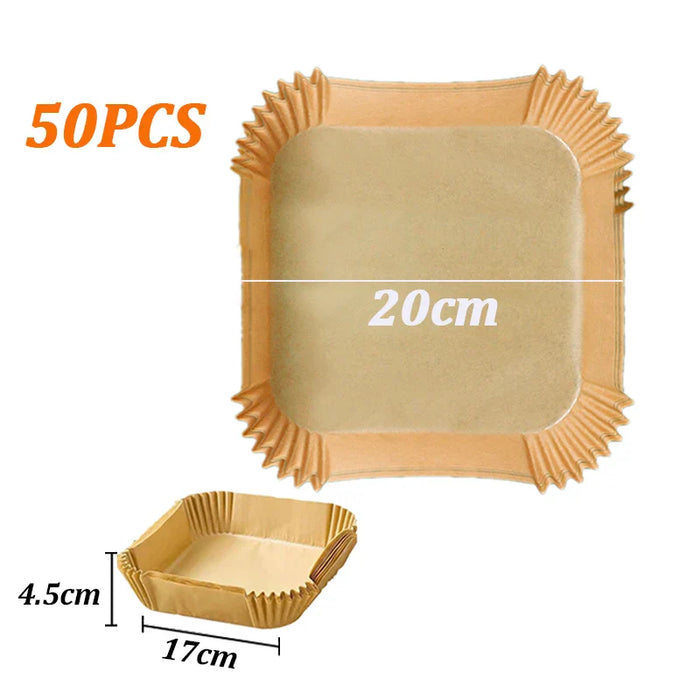 50/100Pcs Air Fryer Disposable Paper Air Fryer Accessories Square Round Oil-proof Liner Non-Stick Mat for Kitchen Oven Baking