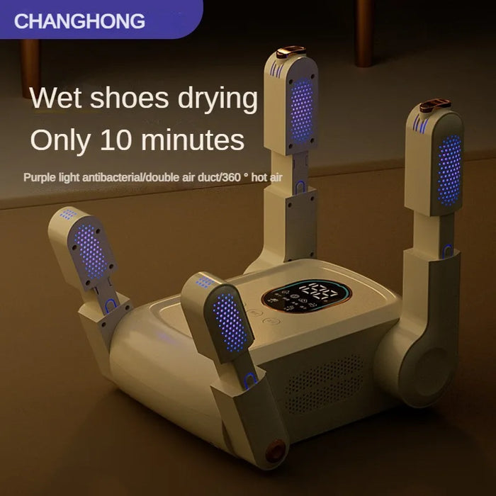 220V Shoes Dryers Four Stand Electronic Household Intelligent Constant Temperature UV Foldable Scalable Timeable Boot Dryer