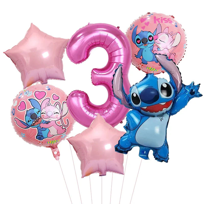 6pcs Disney Lilo & Stitch Party Balloons Stitch 32" Number Balloon set Baby Shower Birthday Party Decorations Kids Toy Gifts