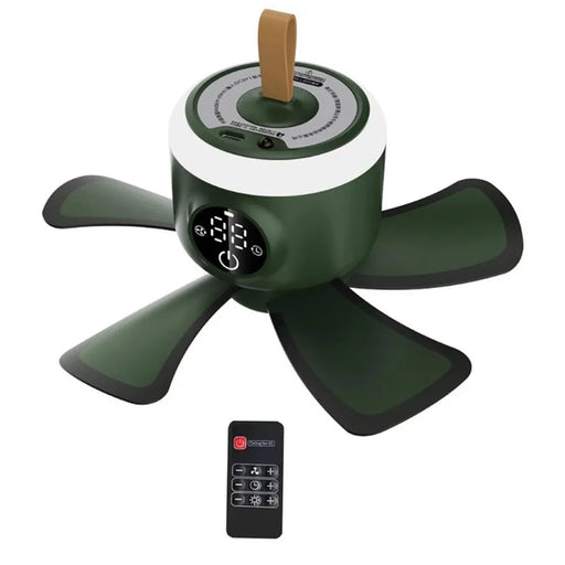 8000mAh Ceiling Fan Timing Camping Fan USB Rechargeable Remote Control 4 Gears Cooler With LED Lamp For Home Outdoor