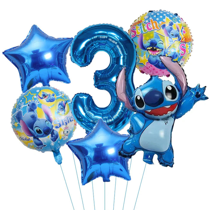 6pcs Disney Lilo & Stitch Party Balloons Stitch 32" Number Balloon set Baby Shower Birthday Party Decorations Kids Toy Gifts