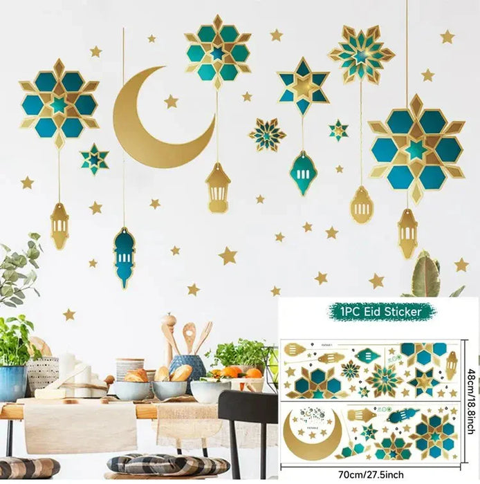 Eid Window Stickers Ramadan Decoration Eid Mubarak Decor for Home 2024 Ramadan Kareem Islam Muslim Party Supplies Eid Al-fitr