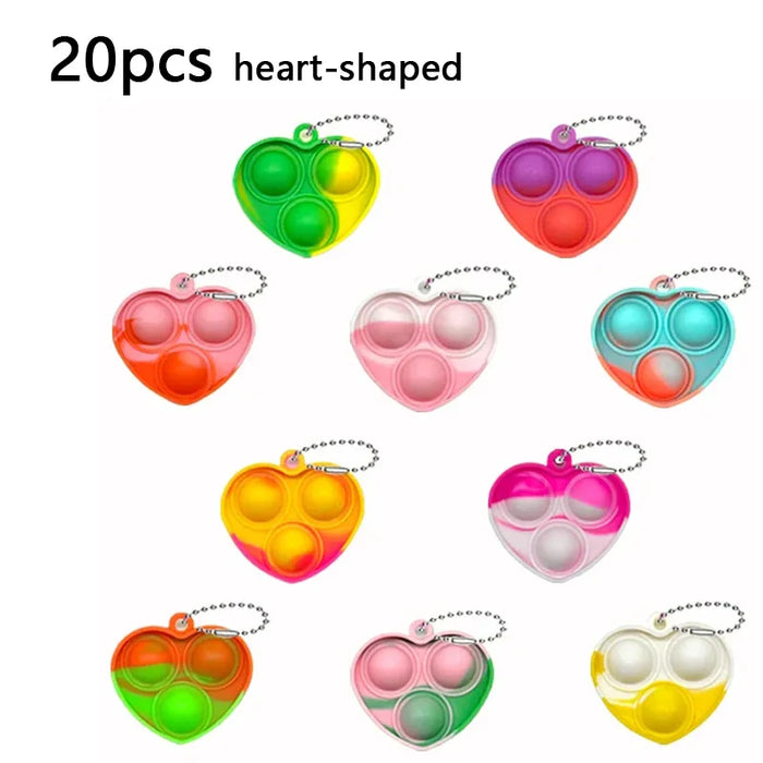 20Pcs Mini Pop Keychain Toddler Sensory Fidget Toys Bulk for Classroom Prizes Kids Birthday Party Favors Goodie Bag Stuffers