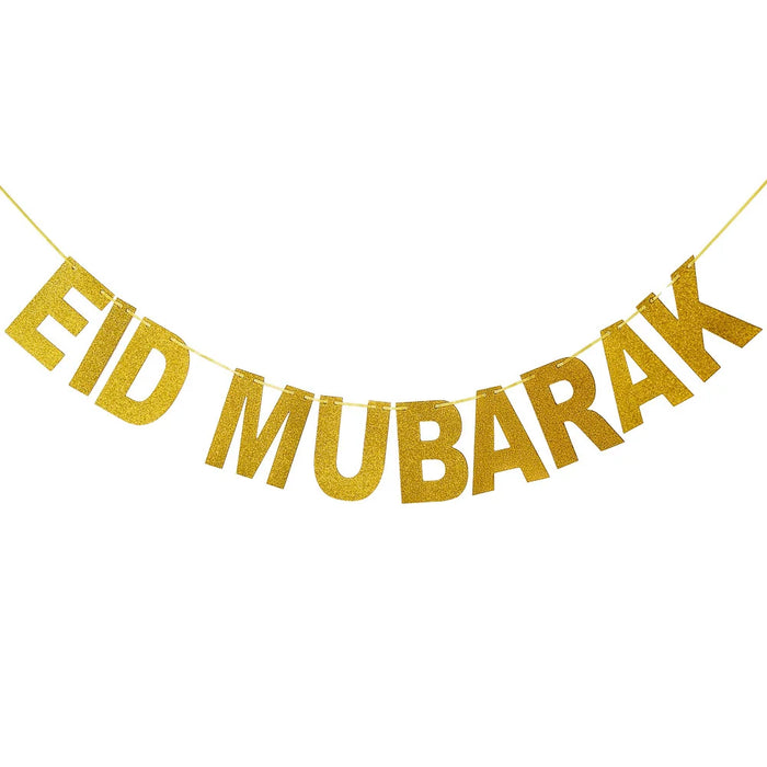 EID Mubarak Banner Ramadan Kareem Banner Party Decorations Supplies Star Moon Hanging Ornament Umrah Mubarak Decoration for Home