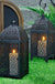 2Pcs Metal Candle Holder Black Candle Lantern Decorative Hanging Lantern with Hollow Pattern for Party Garden Indoors Outdoors