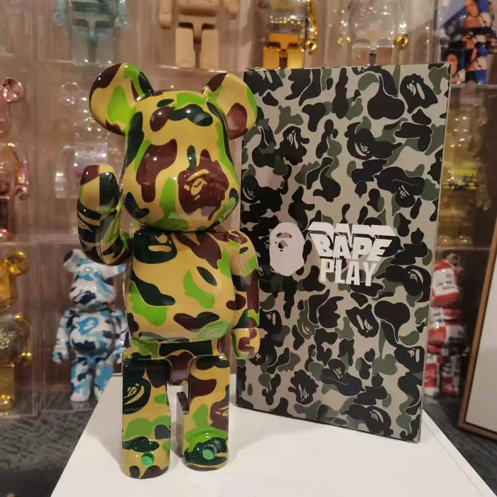 28cm Camouflage Joint Ring Shark Camo Bearbrick Home Decoration Bear Toys Chiaki Action Figures Model Modern Decor Items Luxury