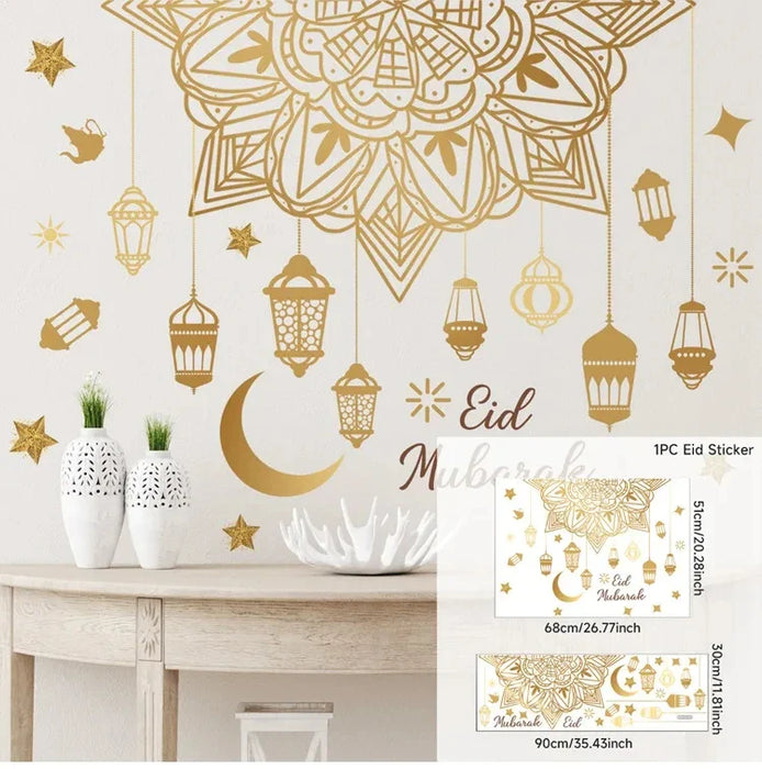 Eid Window Stickers Ramadan Decoration Eid Mubarak Decor for Home 2024 Ramadan Kareem Islam Muslim Party Supplies Eid Al-fitr