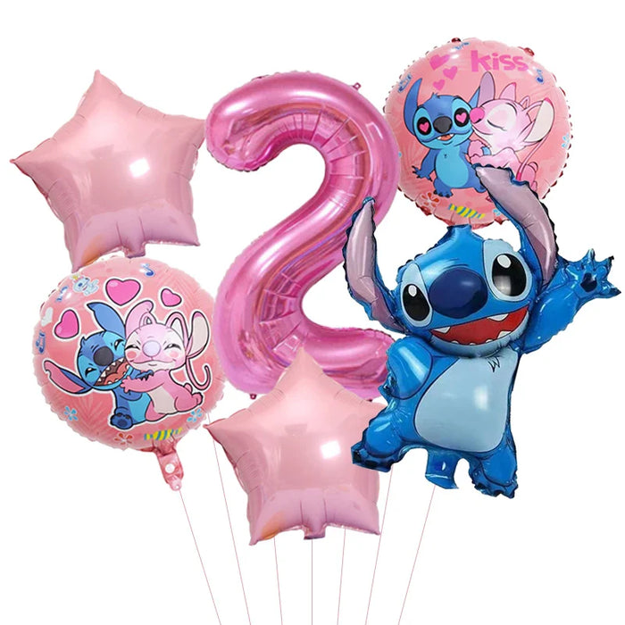 6pcs Disney Lilo & Stitch Party Balloons Stitch 32" Number Balloon set Baby Shower Birthday Party Decorations Kids Toy Gifts