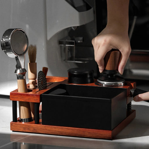 Coffee Tamper Stand and Portafilter Holder Non Slip Coffee Tamper Espresso Station for Kitchen Home Counters Worktop Bar