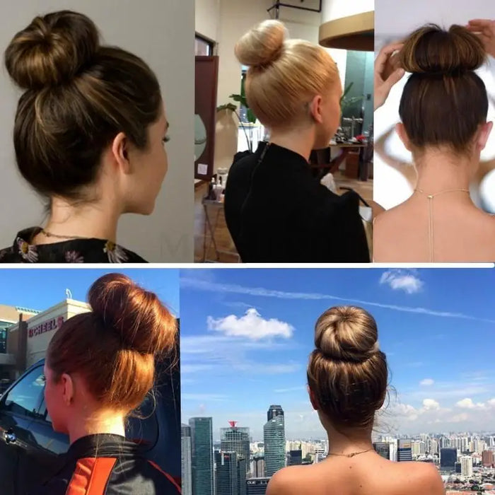 MRS HAIR Human Hair Buns Claw On Drawstring Ponytail Flexible Hair Pieces Updo Donut Chignon Clip On Buns For Wedding and Show