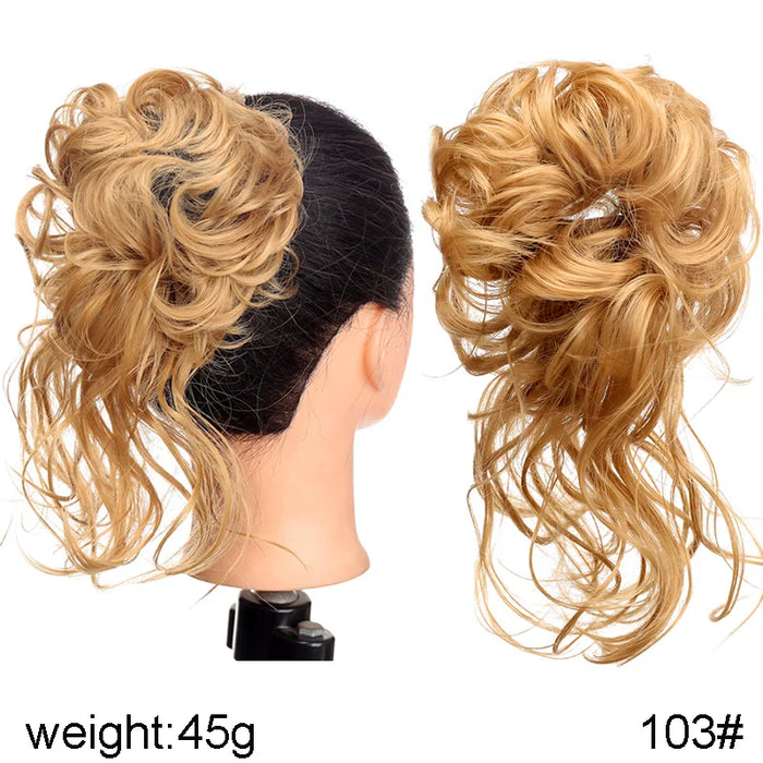 MANWEI Synthetic Curly Donut Chignon With Elastic Band Scrunchies Messy Hair Bun Updo Hairpieces Extensions for Women