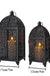 2Pcs Metal Candle Holder Black Candle Lantern Decorative Hanging Lantern with Hollow Pattern for Party Garden Indoors Outdoors