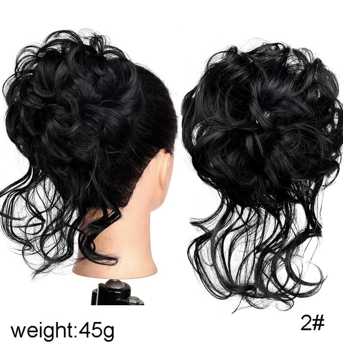 MANWEI Synthetic Curly Donut Chignon With Elastic Band Scrunchies Messy Hair Bun Updo Hairpieces Extensions for Women