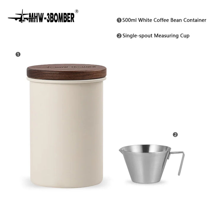 500ml Stainless Steel Coffee Containers with Measuring Cup 100ml Bean Storage Container & Airtight Lid Home Kitchen Accessories