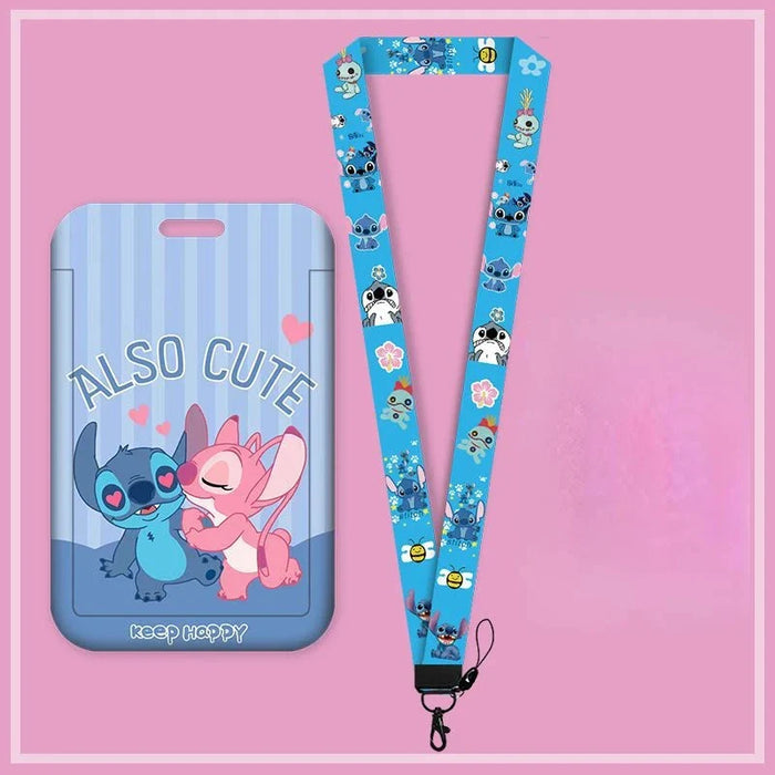 Disney Anime Credential Badge Holder Kawaii Stitch Card Holders Student Campus Lanyard Cards Holder Neck Straps for Kids Gift