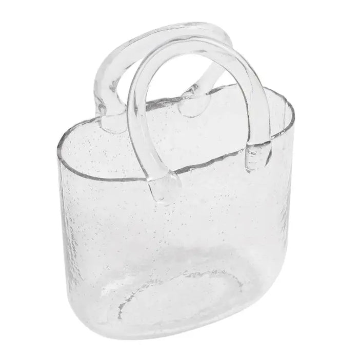 Clear Glass Vase Fish Tank Tote Bag Flower Handbag Bag Vase Desktop Centerpiece for School Office Bedroom Decoration