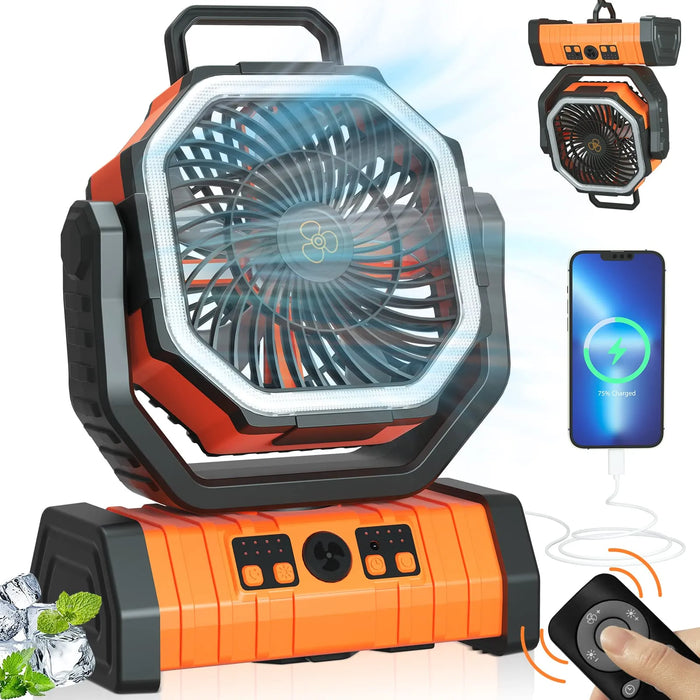 Camping Air Conditioner 10000mah Camping Cooler Camping Fan Ceiling Fan With Light and Control