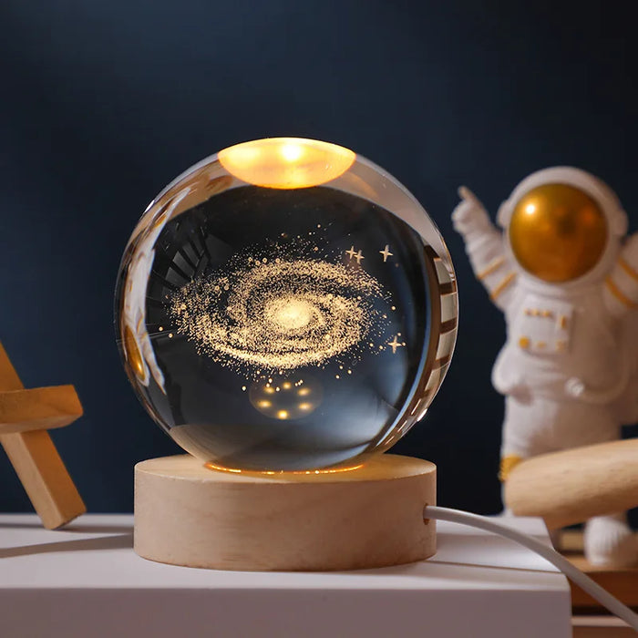 Christmas Crystal Ball Decoration 2023 Astronomy Solar System Planets Moon Astronaut LED Balls Home Snow Glass Globe Decorations