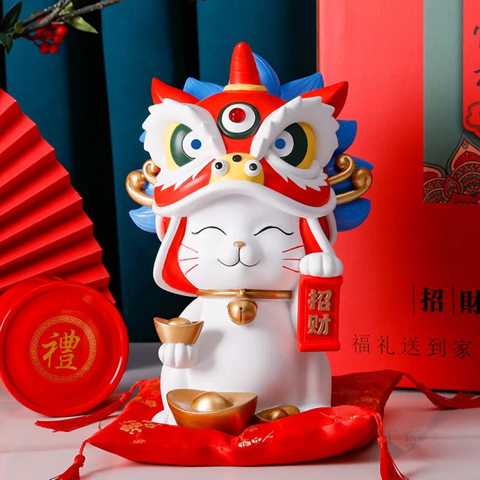 Forbidden City Lion Dance Lucky Cat Resin Home Decor, Store Opening Gifts, Practical and Wealth, Cultural and Creative Gi