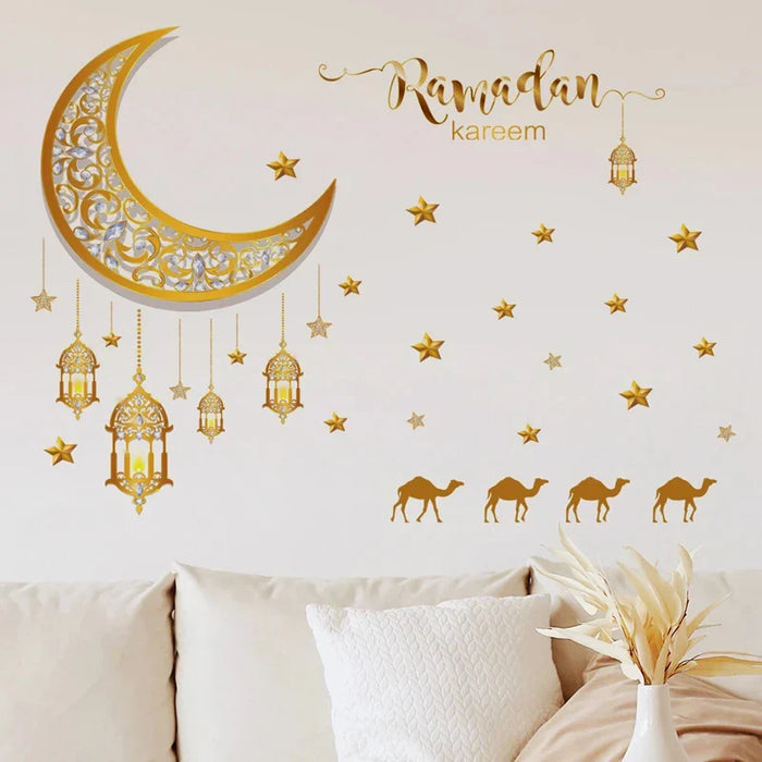 Eid Window Stickers Ramadan Decoration Eid Mubarak Decor for Home 2024 Ramadan Kareem Islam Muslim Party Supplies Eid Al-fitr