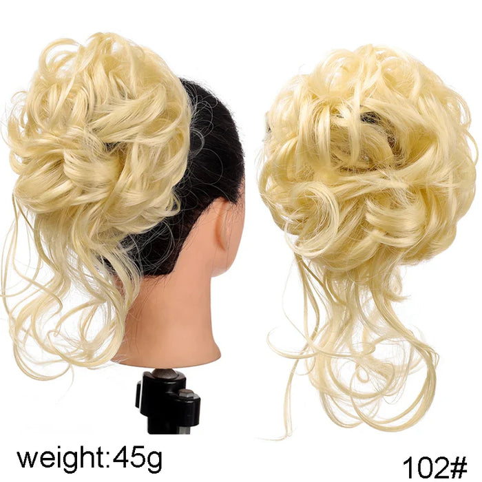 MANWEI Synthetic Curly Donut Chignon With Elastic Band Scrunchies Messy Hair Bun Updo Hairpieces Extensions for Women