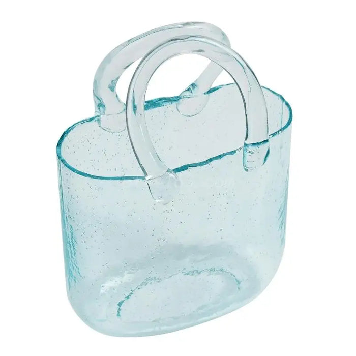 Clear Glass Vase Fish Tank Tote Bag Flower Handbag Bag Vase Desktop Centerpiece for School Office Bedroom Decoration