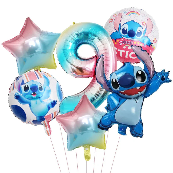 6pcs Disney Lilo & Stitch Party Balloons Stitch 32" Number Balloon set Baby Shower Birthday Party Decorations Kids Toy Gifts