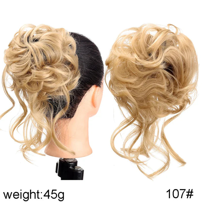 MANWEI Synthetic Curly Donut Chignon With Elastic Band Scrunchies Messy Hair Bun Updo Hairpieces Extensions for Women