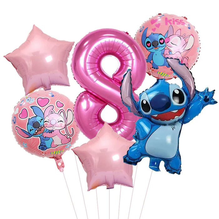 6pcs Disney Lilo & Stitch Party Balloons Stitch 32" Number Balloon set Baby Shower Birthday Party Decorations Kids Toy Gifts