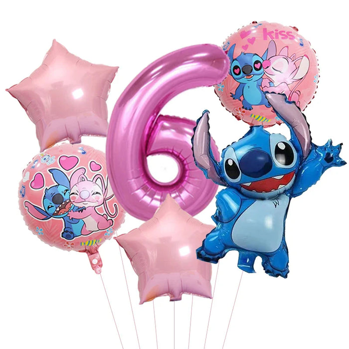 6pcs Disney Lilo & Stitch Party Balloons Stitch 32" Number Balloon set Baby Shower Birthday Party Decorations Kids Toy Gifts