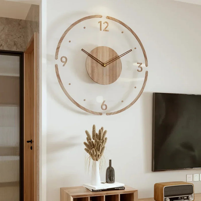 Creative Wall Clock Wood Silent Wall Clock Large Decorative Battery Operated Non Ticking Analog Retro Clock for Living Room