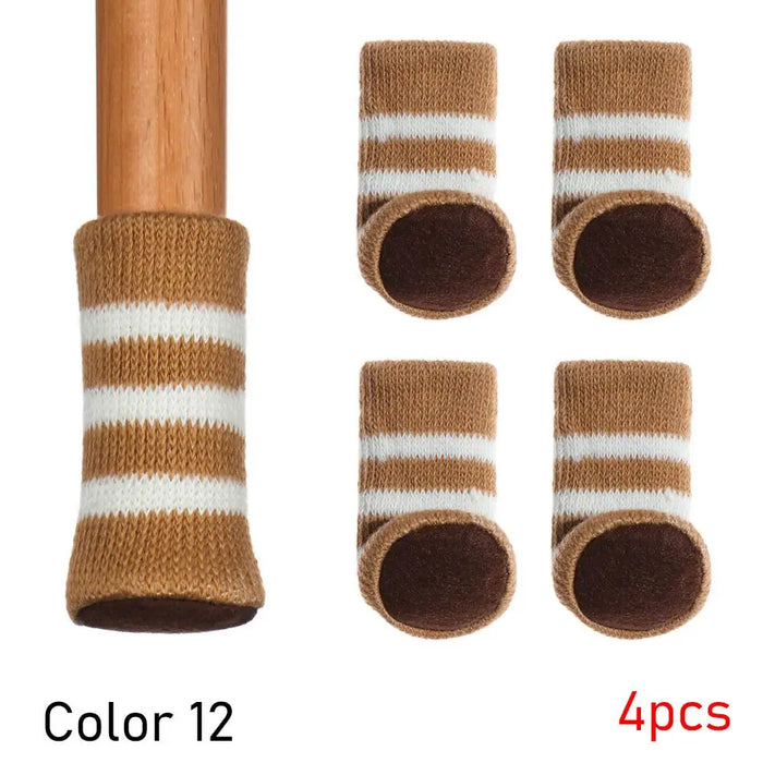 4PCS Universal Leg Sock Protective Case Knitting Chair Foot Cover Non-Slip Floor Furniture Protector Home Decor