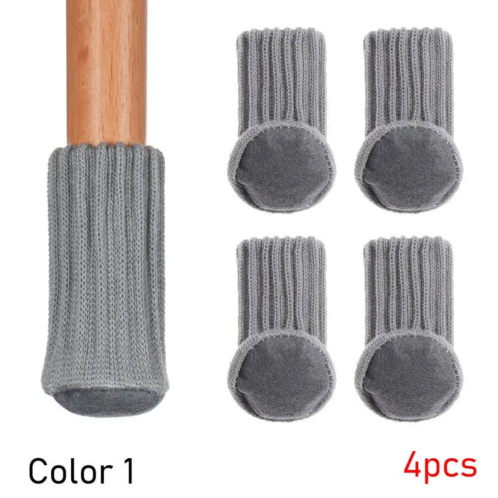 4PCS Universal Leg Sock Protective Case Knitting Chair Foot Cover Non-Slip Floor Furniture Protector Home Decor