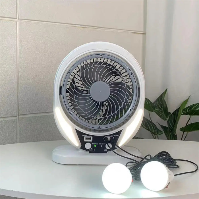 Electric Fan Solar Energy AC/DC 8in Rechargeable Table fan Outdoor with LED USB Ports Home Office Cooling Air Fan Household Desk