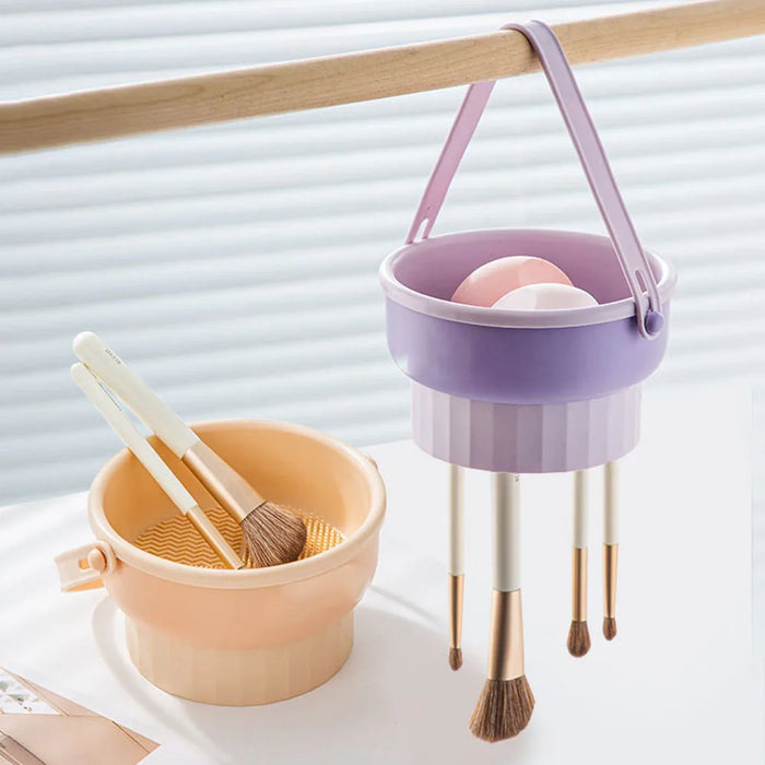 1PCS Silicone Washing Bowl Makeup Brush Cleaning Box Make-up Egg Drying Tool Set Powder Puff Washer Sponge Storage Artifact