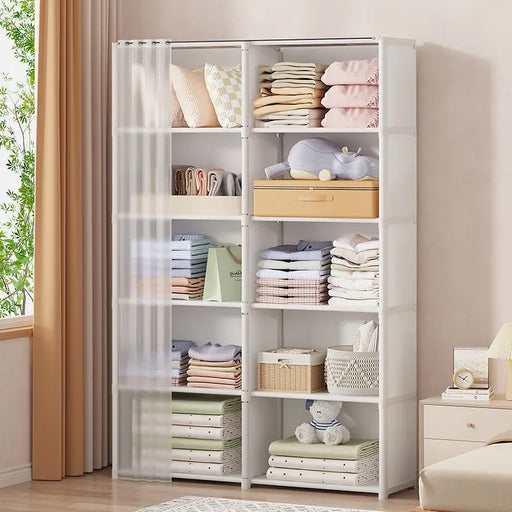 Dustproof Wardrobe Simple Assembly DIY Storage Wardrobe Bedroom Open Storage Cabinet Household Foldable Multi-layer Wardrobe