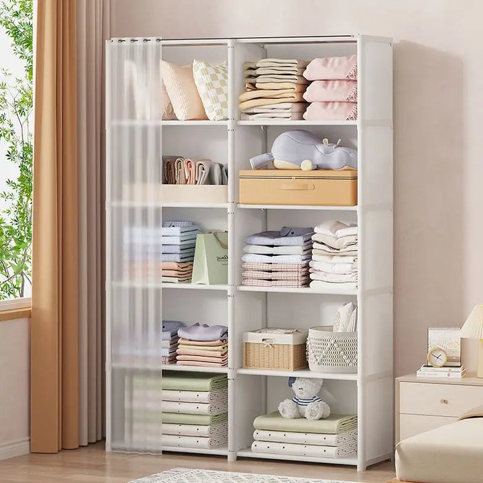 Dustproof Wardrobe Simple Assembly DIY Storage Wardrobe Bedroom Open Storage Cabinet Household Foldable Multi-layer Wardrobe