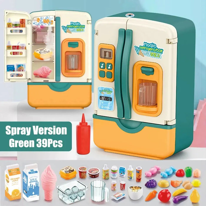 39pcs Kids Simulated Refrigerator Play House Pretend Make Food Play With Fridge Cooking Role Playing Toys Boys Girls Gift