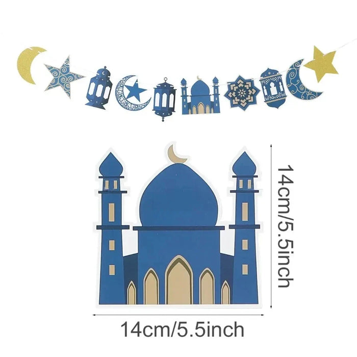 Eid Mubarak Plates Banner Balloon Tableware Ramadan Decoration 2024 Ramadan Kareem Islamic Muslim Party Decor Eid Al Adha Gifts