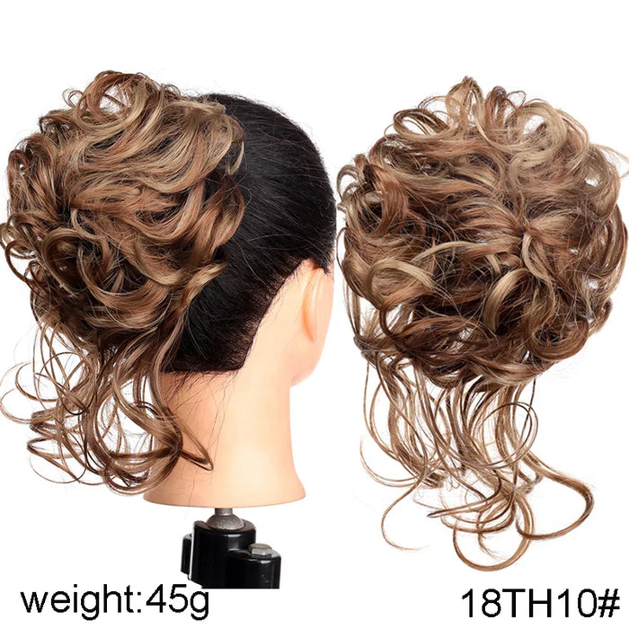 MANWEI Synthetic Curly Donut Chignon With Elastic Band Scrunchies Messy Hair Bun Updo Hairpieces Extensions for Women