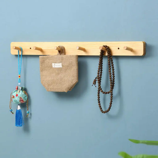 Coat Rack Wood Hallway Hat Hook Hanger Bedroom Door Wall-Mounting Hook Corner Room Kitchen Toilet Wall Brack Storage Hook