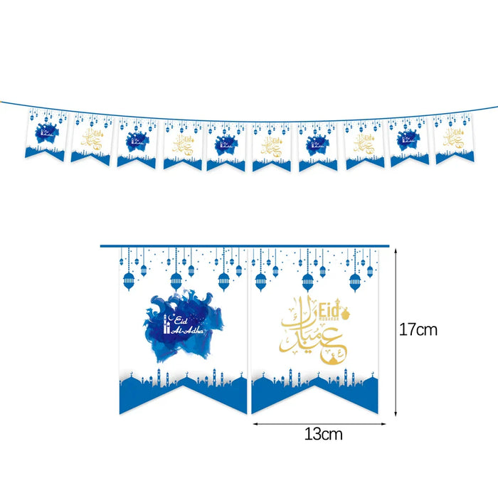 EID Mubarak Banner Ramadan Kareem Banner Party Decorations Supplies Star Moon Hanging Ornament Umrah Mubarak Decoration for Home