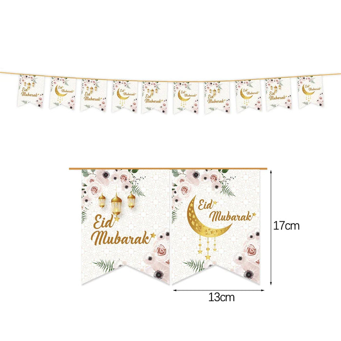 EID Mubarak Banner Ramadan Kareem Banner Party Decorations Supplies Star Moon Hanging Ornament Umrah Mubarak Decoration for Home