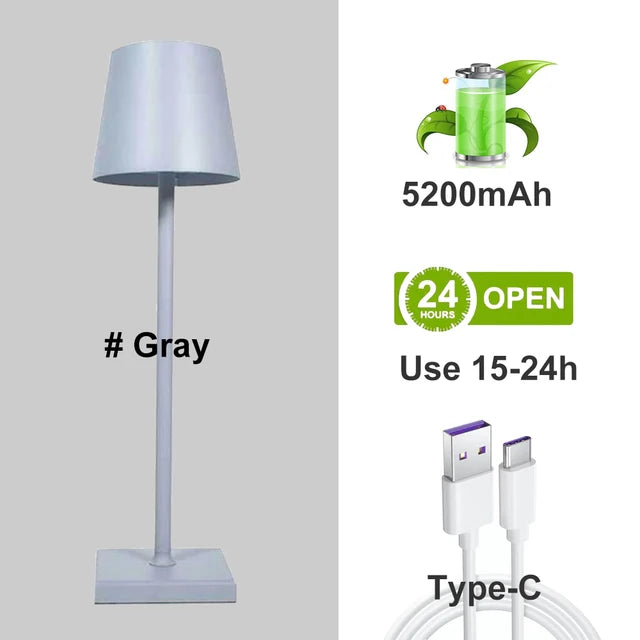 5200mAh USB Aluminum Alloy Desk Lamp LED Rechargeable Table Lights for Bar Living Room Reading Book Wireless Lamp